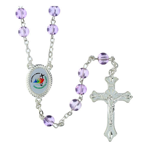 Jubiläumsrosenkranz aus lila Glas mit Schatulle 1