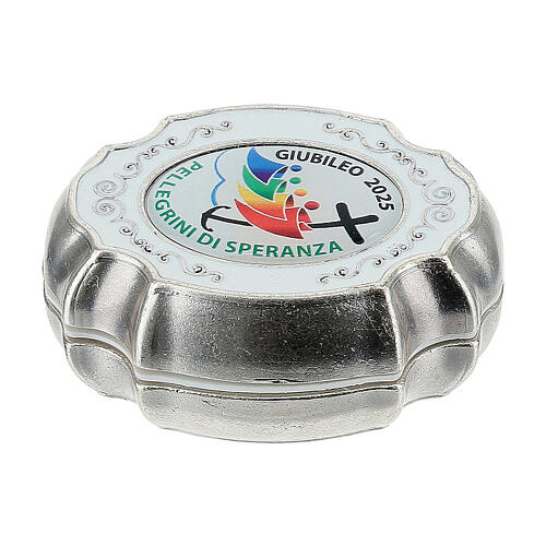 Rosario metallo 4 mm e scatola Giubileo 2025 con logo 5