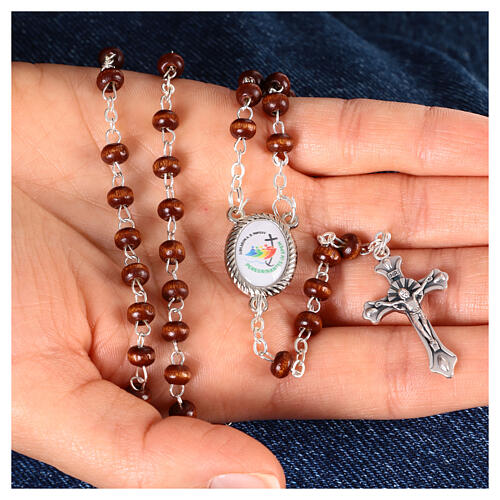 Wooden rosary necklace with box official Jubilee 2025 logo, 5 mm beads 2