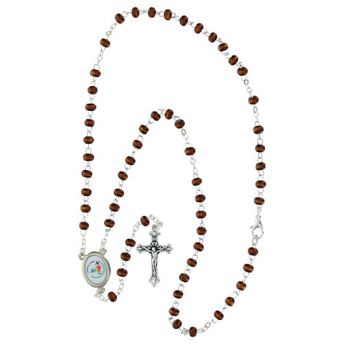 Wooden rosary necklace with box official Jubilee 2025 logo, 5 mm beads 8