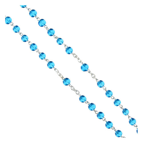 Blauer Glasrosenkranz 4 mm in Schachtel mit offiziellem Jubiläumslogo 2025 6