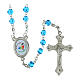 Light blue glass rosary with 0.16 in beads in a case with official Jubilee 2025 logo s1