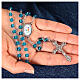Light blue glass rosary with 0.16 in beads in a case with official Jubilee 2025 logo s2