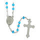 Light blue glass rosary with 0.16 in beads in a case with official Jubilee 2025 logo s4