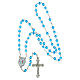 Light blue glass rosary with 0.16 in beads in a case with official Jubilee 2025 logo s8