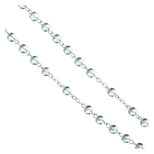 White glass rosary with rosary case, 0.2 in beads and Jubilee 2025 official logo 6