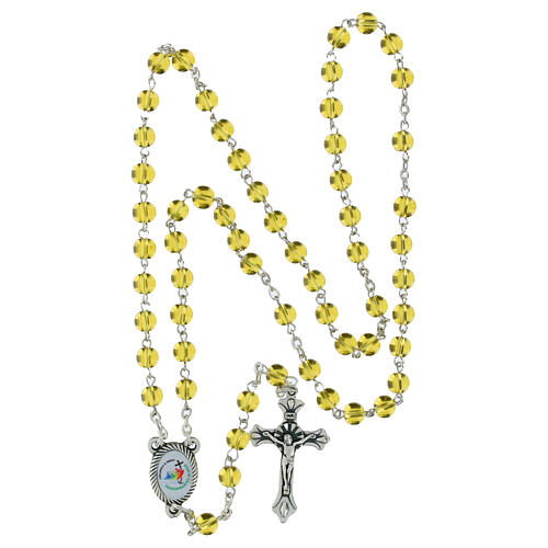 Jubilee amber-coloured glass rosary with case 7