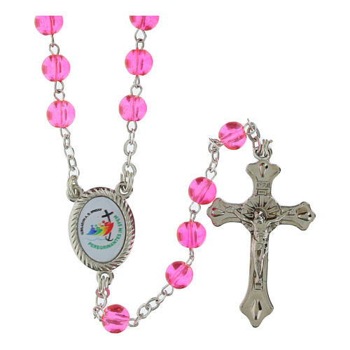 Official Jubilee 2025 pink glass rosary with box 4 mm 1