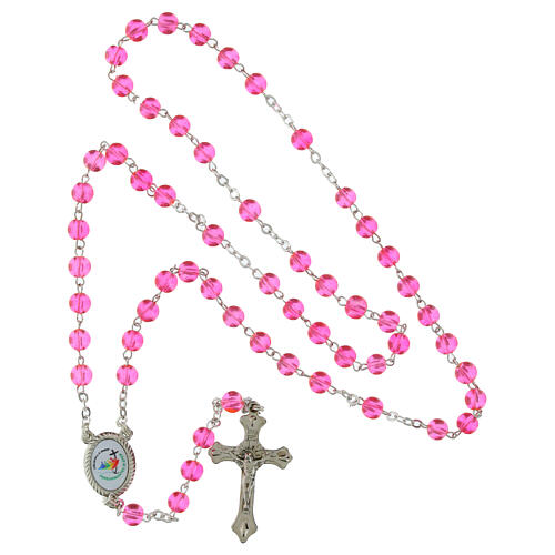 Official Jubilee 2025 pink glass rosary with box 4 mm 7
