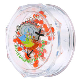 Caja Jubileo 2025 con rosario naranja 4 mm