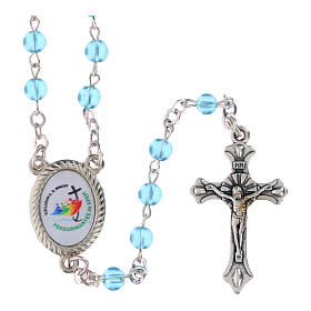 Scatola con rosario acquamarina 4mm logo ufficiale Giubileo 2025