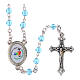 Box with aquamarine rosary 4mm official Jubilee 2025 logo s1