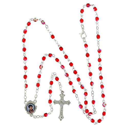 Roter Rosenkranz Carlo Acutis mit Etui 4 mm 7