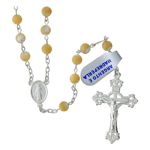 Rosario grani 6 mm madreperla argento 925 1