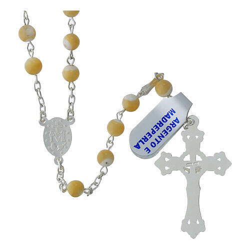Rosario grani 6 mm madreperla argento 925 2