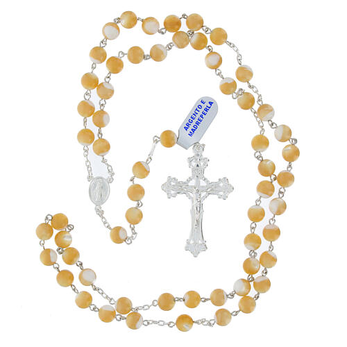 Rosary with 0.3 in mother of pearl beads, 925 Silver 4