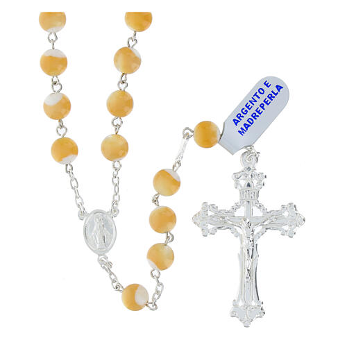 Rosario grani madreperla 8 mm argento 925 1