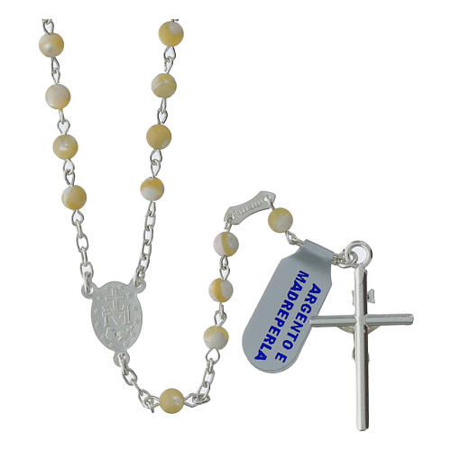 925 Sterling Silver Rosary with 4mm Mother of Pearl Beads 2