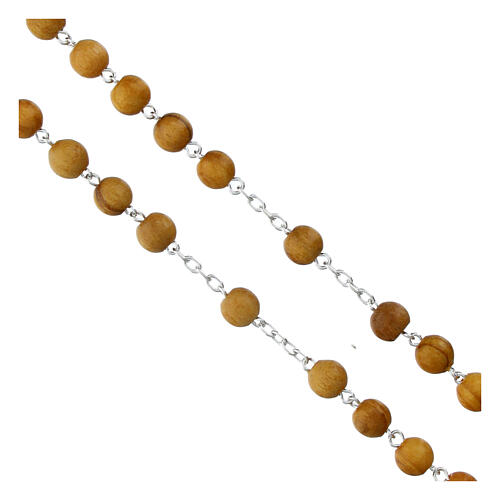 Terço Carlo Acutis prata 925 contas madeira oliveira 5 mm 3