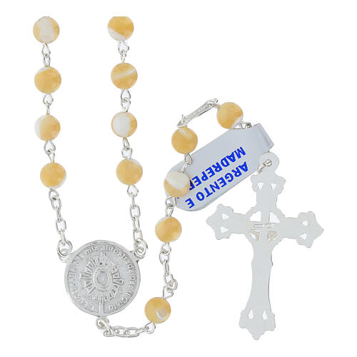 Devotional rosary of Carlo Acutis, 925 silver and 0.2 in mother-of-pearl beads 2