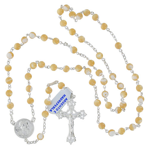 Devotional rosary of Carlo Acutis, 925 silver and 0.2 in mother-of-pearl beads 4