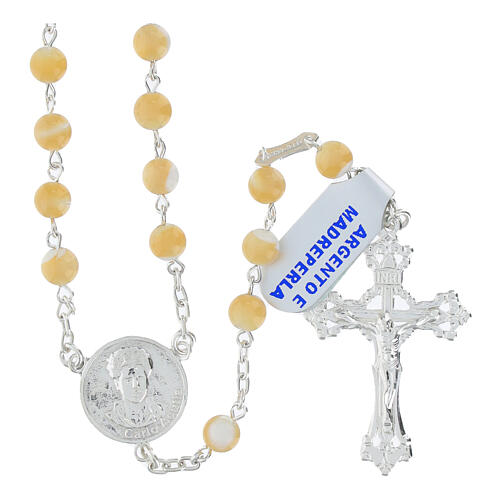 Carlo Acutis Silver 925 Rosary Mother of Pearl Beads, 5 mm 1