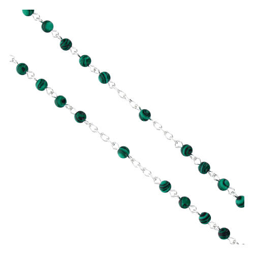 925 Silver Rosary with 4mm Malachite Beads 3