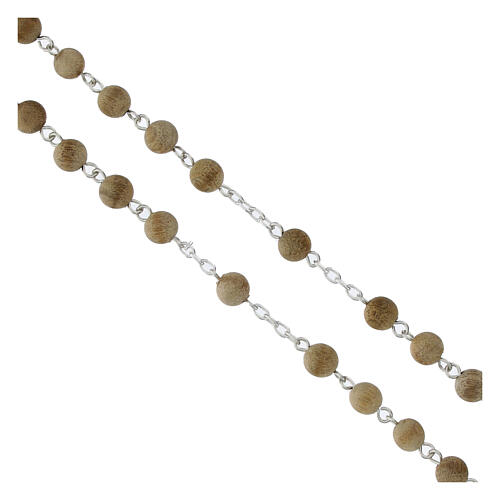 Terço prata 925 contas madeira mogno 5 mm 3