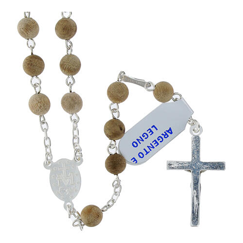 925 Silver Rosary with 5 mm Mahogany Wood Beads 2