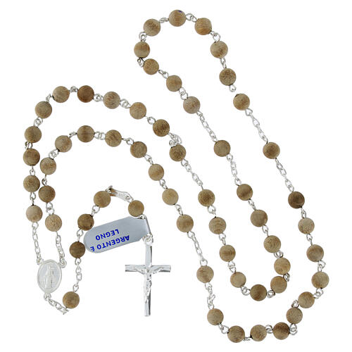 925 Silver Rosary with 5 mm Mahogany Wood Beads 4