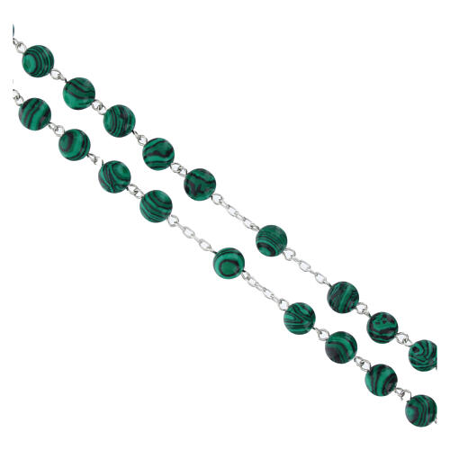 Rosario grani malachite 8 mm argento 925 3