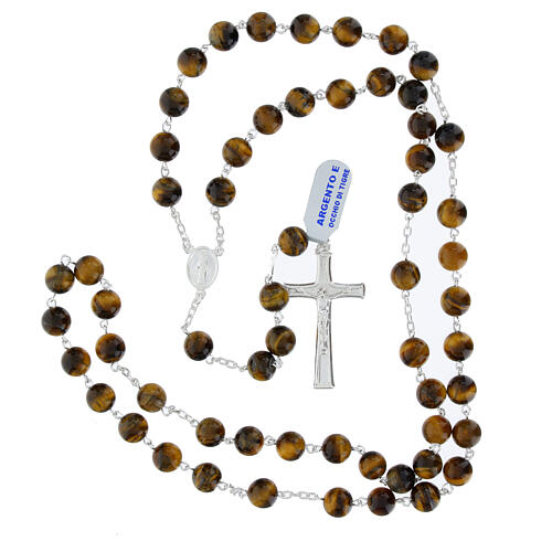 Terço olho de tigre contas de 8 mm prata 925 4