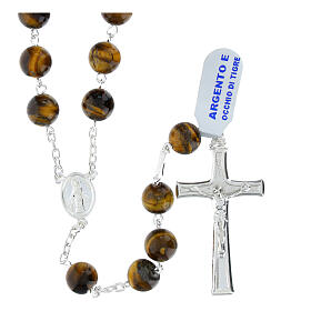 925 Silver Rosary with Tiger Eye Beads 8mm