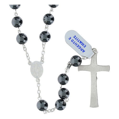 Rosario grani ematite 8 mm argento 925 2