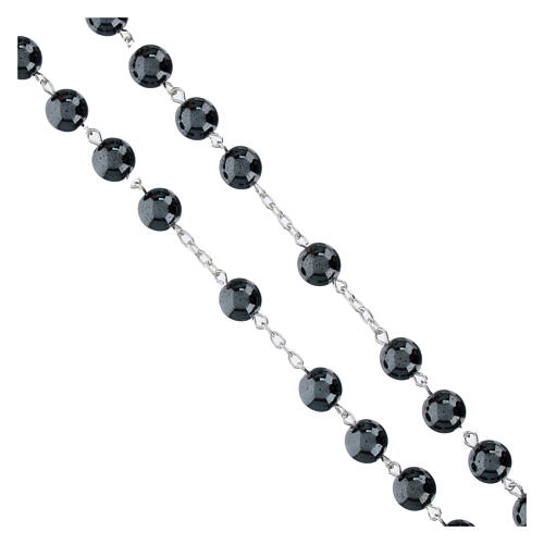 Rosario grani ematite 8 mm argento 925 3