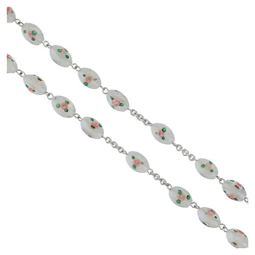 Rosario argento 925 grani ovali bianchi perla lume 1x0,5 cm 3