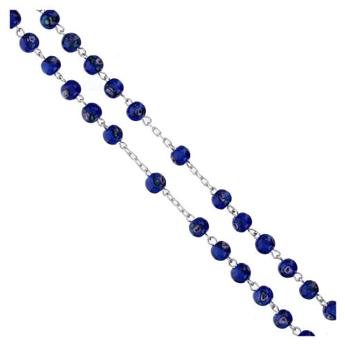 Rosario argento 925 grani perla lume blu 6 mm 3