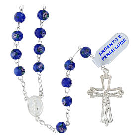 925 Silver Rosary with 6mm Blue Lume Pearl Beads