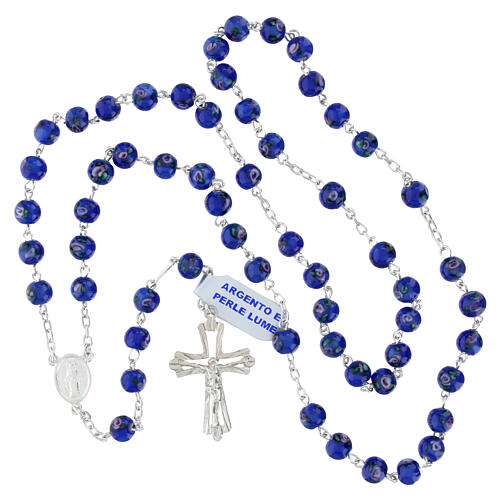 925 Silver Rosary with 6mm Blue Lume Pearl Beads 4