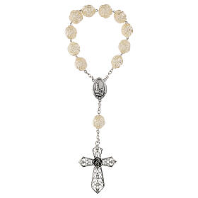 Decena Virgen de Fátima granos rosa efecto perla 22mm