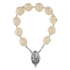 Decena Virgen de Fátima granos rosa efecto perla 22mm