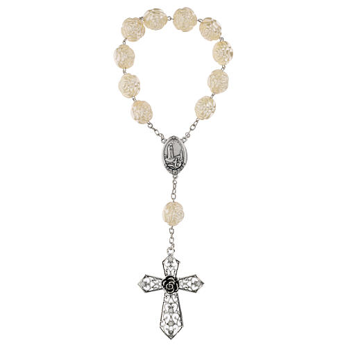 Decena Virgen de Fátima granos rosa efecto perla 22mm 1