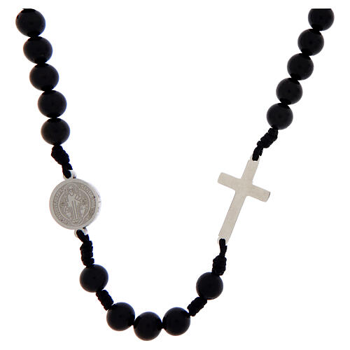 Rosario collana San Benedetto shungite 6mm  1