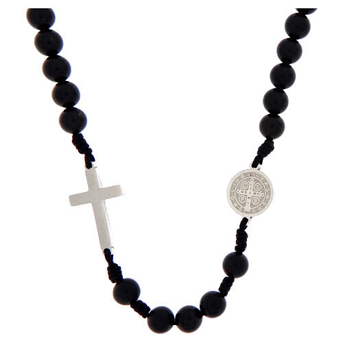 Rosario collana San Benedetto shungite 6mm  2