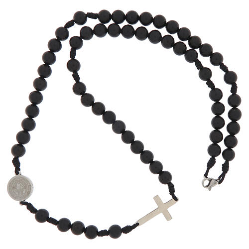 Rosario collana San Benedetto shungite 6mm  3
