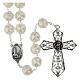 Chapelet mural Fatima grains effet perles fioritures fil argent 18 mm s1