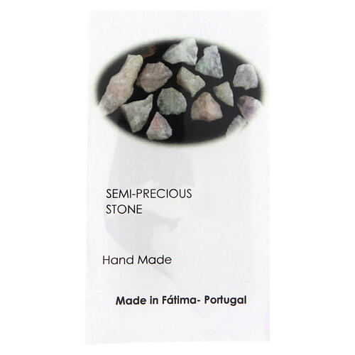 Chapelet Saint Benoît corde perles de quartz rose volcanique 6 mm 5