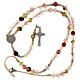 Chapelet Saint Benoît corde perles de quartz rose volcanique 6 mm s4