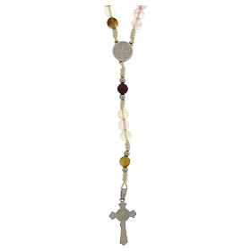 Rosario San Benedetto corda grani quarzo vulcanico rosa 6mm