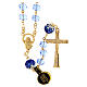 Rosario Madonna dorato grani cristalli blu 8x6 mm s1